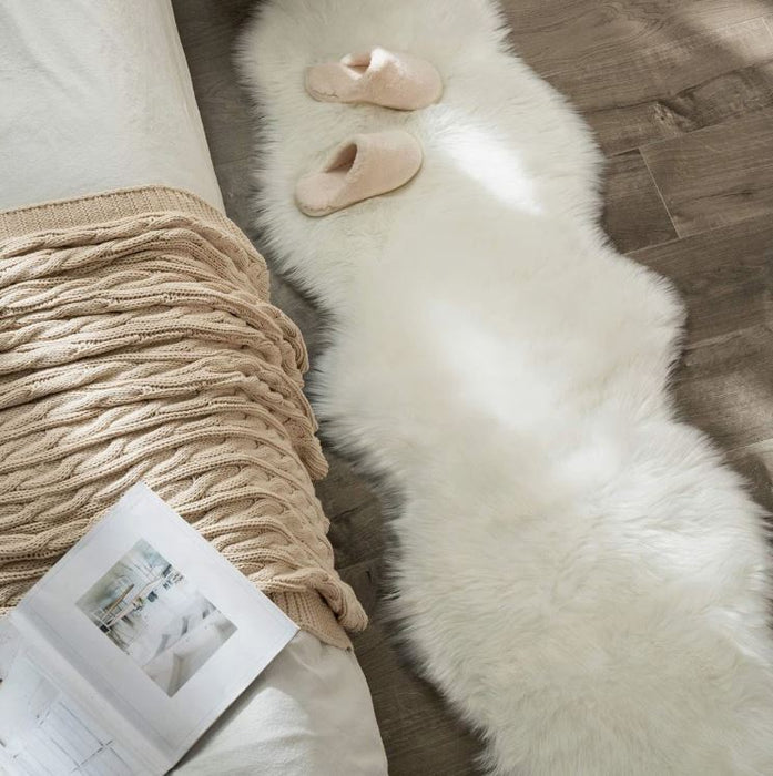 2' x 6' White Shag Novelty Faux Sheepskin Fur Fluffy Rug