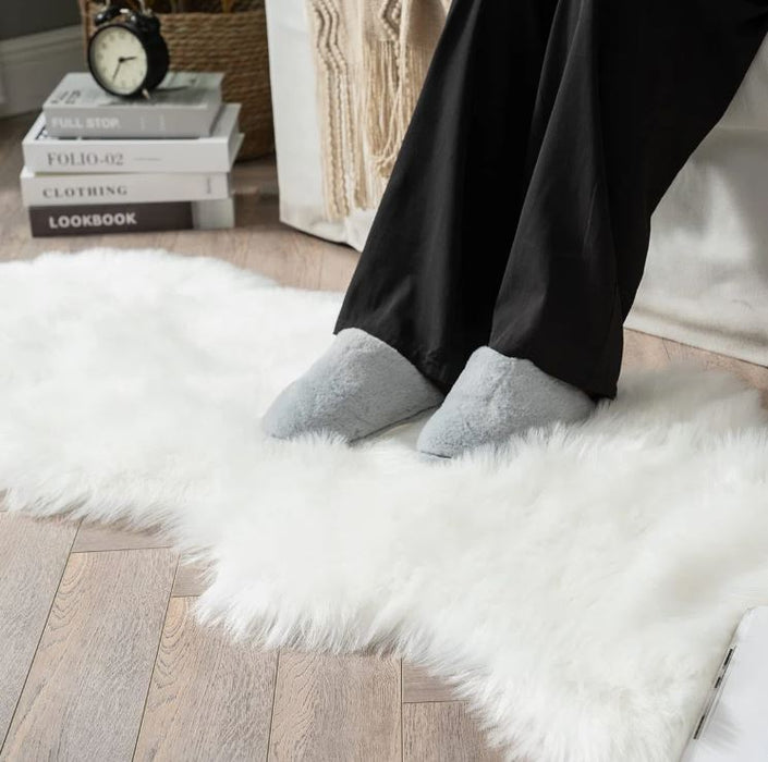 2' x 6' White Shag Novelty Faux Sheepskin Fur Fluffy Rug