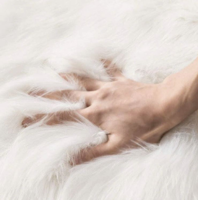 2' x 6' White Shag Novelty Faux Sheepskin Fur Fluffy Rug