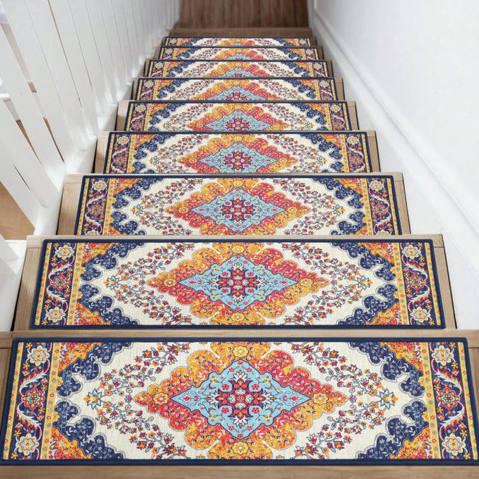 Non-Slip Stair Treads with Tape Colorful Chenille Stair Runner (Set of 15)