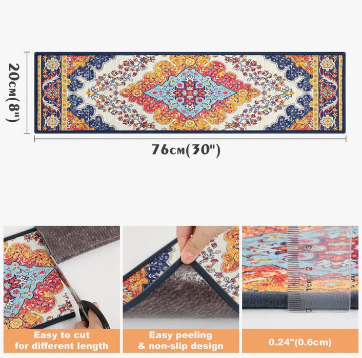 Non-Slip Stair Treads with Tape Colorful Chenille Stair Runner (Set of 15)