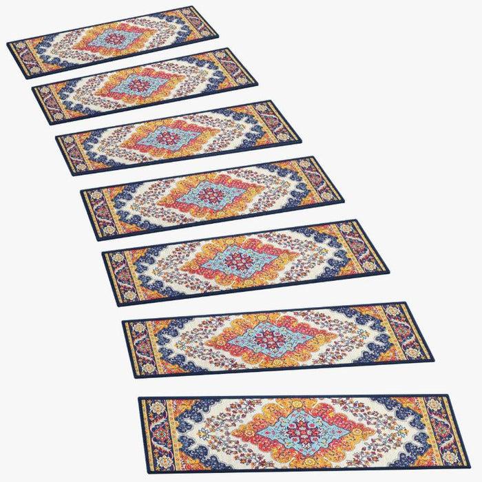 Non-Slip Stair Treads with Tape Colorful Chenille Stair Runner (Set of 15)
