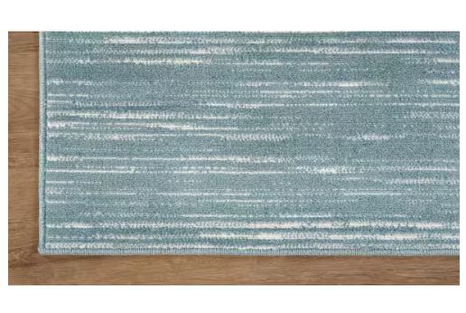 Linea Teal 5 ft. x 7 ft. Rubber Back Washable Modern Striped Indoor Outdoor Patio Area Rug
