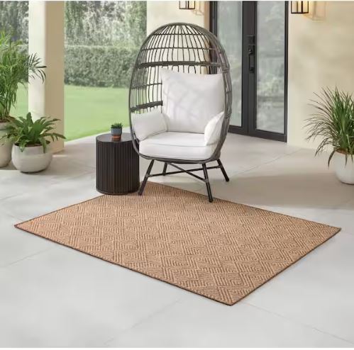 Brown Zig Zag 6 ft. x 9 ft. Indoor/Outdoor Area Rug