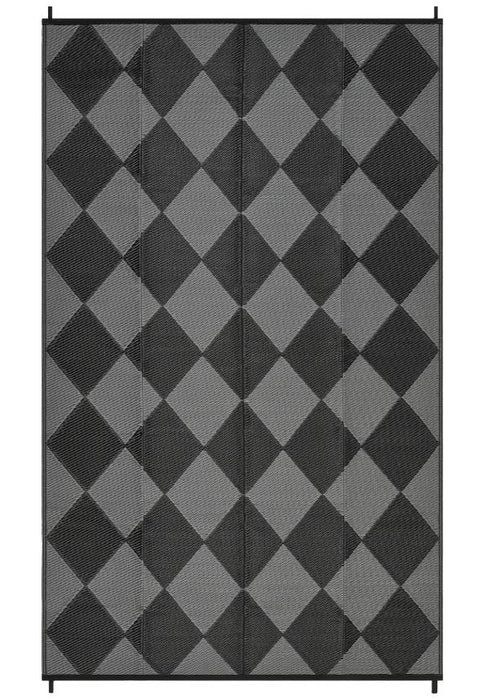 Garvee Outdoor Plastic Straw Rug 8x10 Reversible Waterproof Patio Rug Black/Grey Diamond for Camping, RV, Porch, Balcony, Picnic, Beach