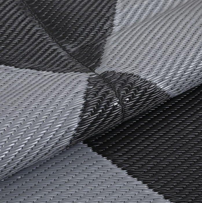 Garvee Outdoor Plastic Straw Rug 8x10 Reversible Waterproof Patio Rug Black/Grey Diamond for Camping, RV, Porch, Balcony, Picnic, Beach