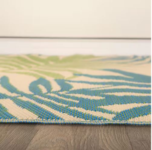 Hawaii Green 8 ft. x 10 ft. Modern Floral Reversible Plastic Outdoor Area Rug