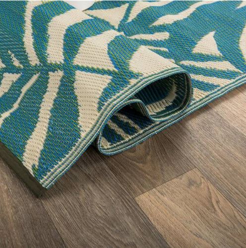 Hawaii Green 8 ft. x 10 ft. Modern Floral Reversible Plastic Outdoor Area Rug