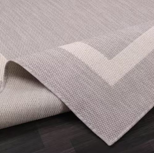 Waikiki Grey/White 8 ft. x 10 ft. Bordered Indoor/Outdoor Area Rug