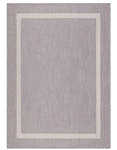 Waikiki Grey/White 8 ft. x 10 ft. Bordered Indoor/Outdoor Area Rug