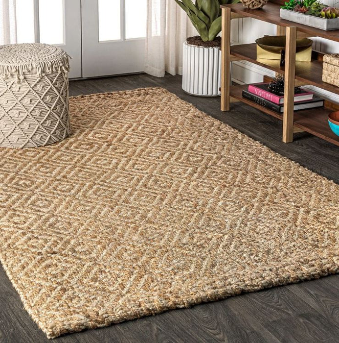 8x10 Hira Hand Woven Diamond Chunky Jute Area Rug