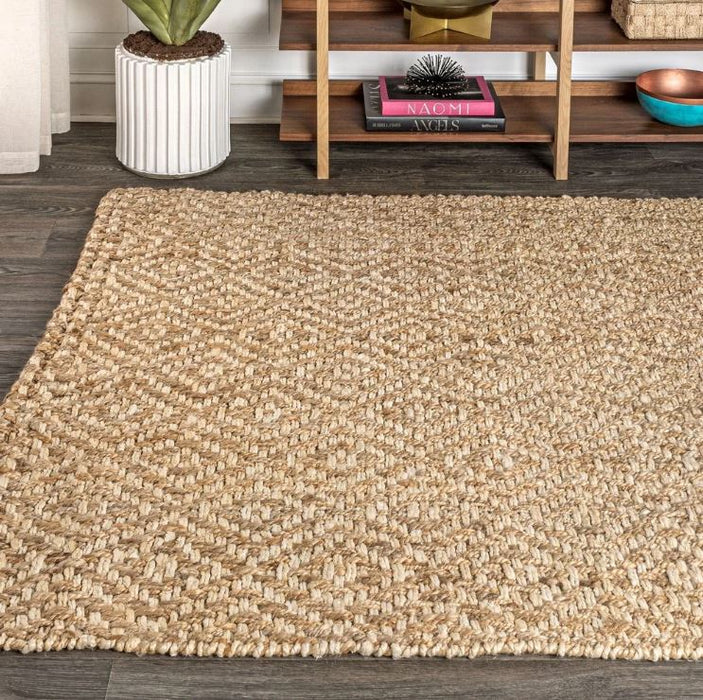 8x10 Hira Hand Woven Diamond Chunky Jute Area Rug