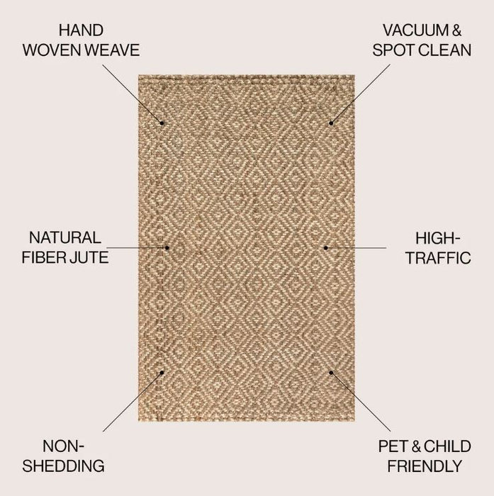 8x10 Hira Hand Woven Diamond Chunky Jute Area Rug