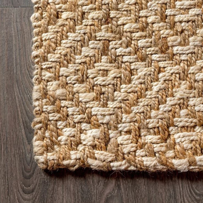 8x10 Hira Hand Woven Diamond Chunky Jute Area Rug
