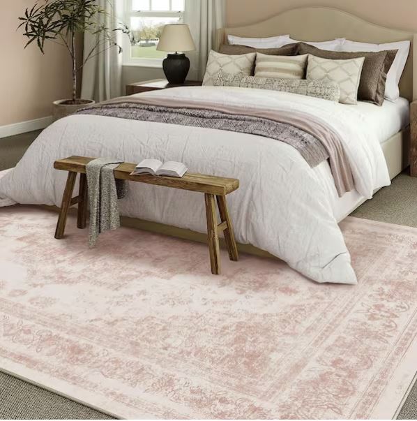Persia Pink 5 ft. x 7 ft. Vintage Medallion Distressed Area Rug
