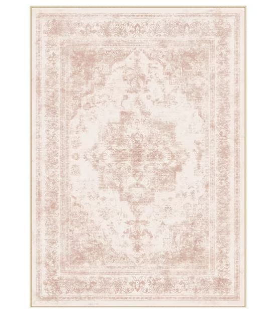 Persia Pink 5 ft. x 7 ft. Vintage Medallion Distressed Area Rug