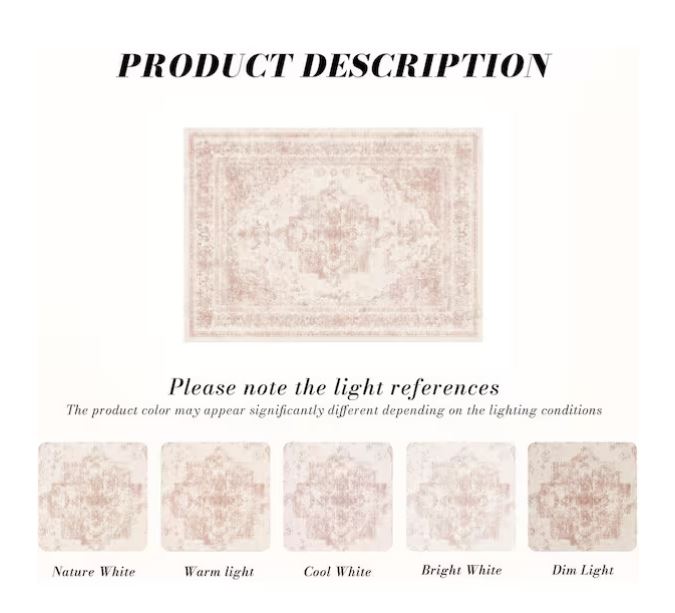 Persia Pink 5 ft. x 7 ft. Vintage Medallion Distressed Area Rug