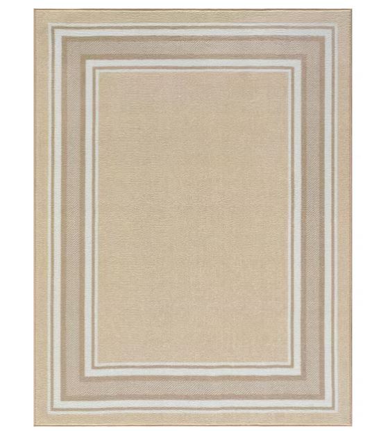 3 X 3 Beige Carmel Bordered Non Slip Doormat Indoor Area Rug