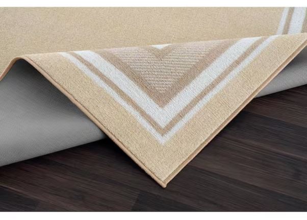 3 X 3 Beige Carmel Bordered Non Slip Doormat Indoor Area Rug