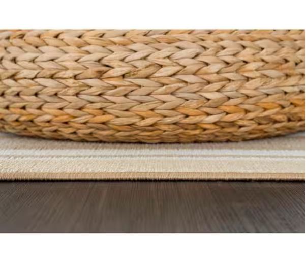 3 X 3 Beige Carmel Bordered Non Slip Doormat Indoor Area Rug
