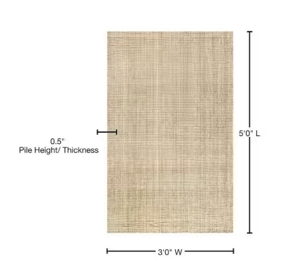 Hiro Hand Woven Chunky Jute Ivory 3 ft. x 5 ft. Area Rug