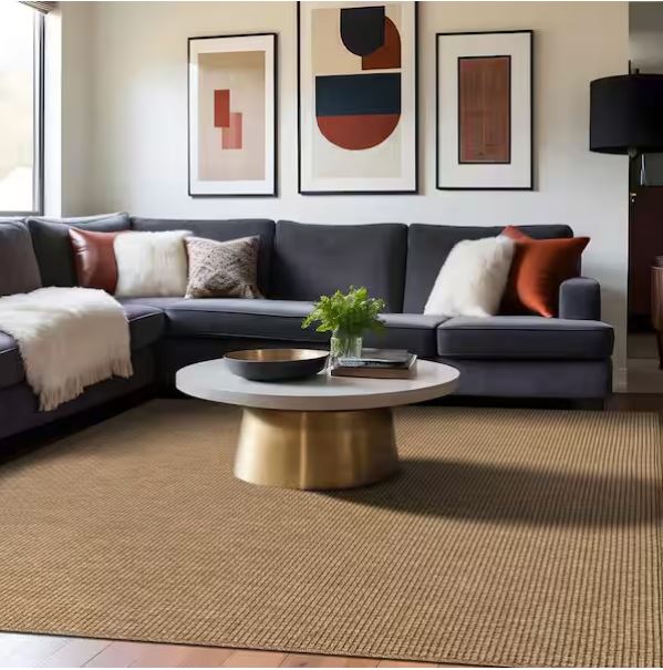 Terra Fiber Easy Jute Natural 6 ft. x 9 ft. Solid Indoor Outdoor Area Rug