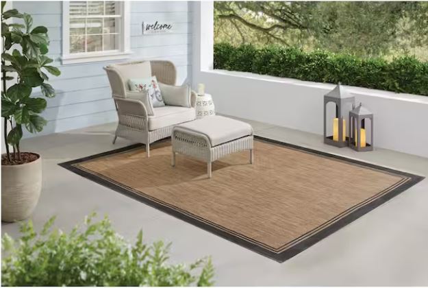 Terrace Black 8 ft. x 10 ft. Border Indoor/Outdoor Area Rug