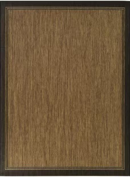 Terrace Black 8 ft. x 10 ft. Border Indoor/Outdoor Area Rug