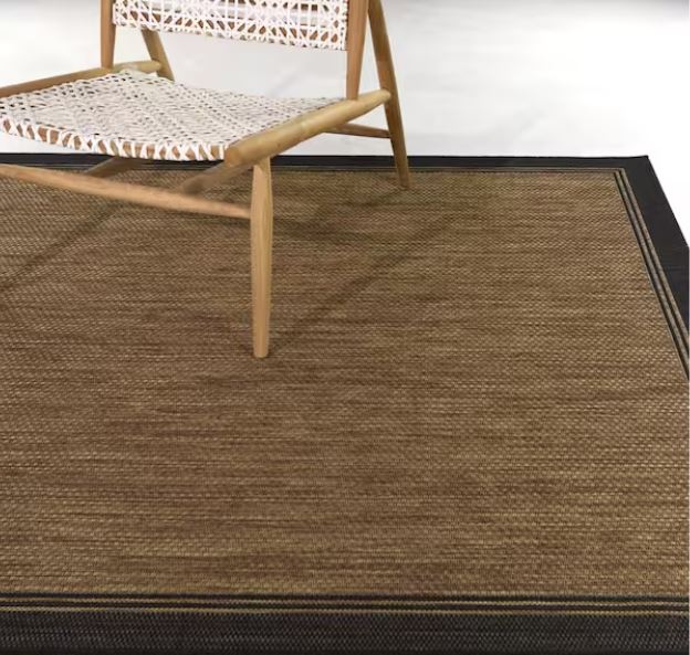 Terrace Black 8 ft. x 10 ft. Border Indoor/Outdoor Area Rug