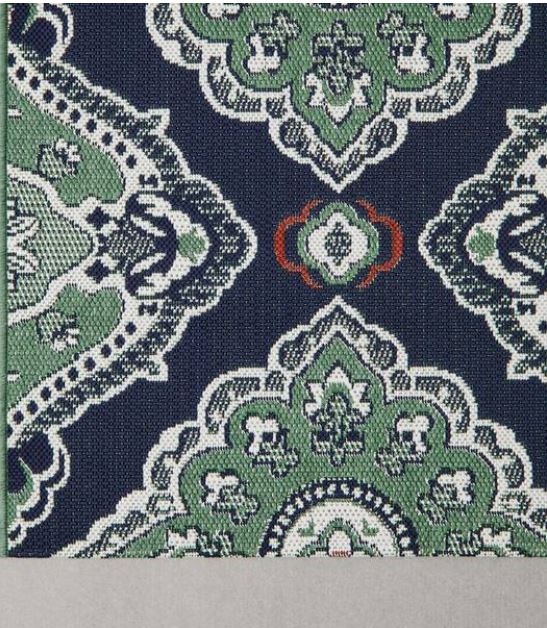 Oak Hill Blue 6.7 ft. x 9 ft. Medallion Indoor/Outdoor Area Rug