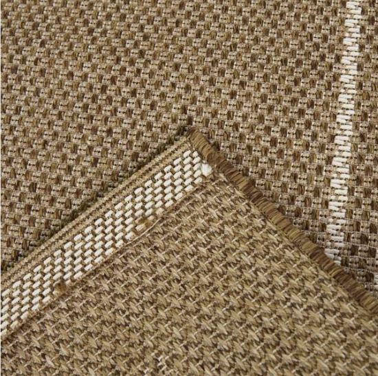 Beige White 5 ft. x 7 ft. Border Indoor/Outdoor Area Rug