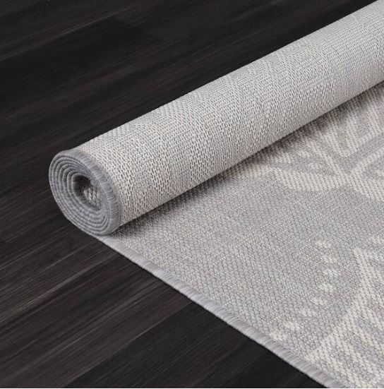 Waikiki Grey/White 6 ft. x 9 ft. Medallion Indoor/Outdoor Area Rug
