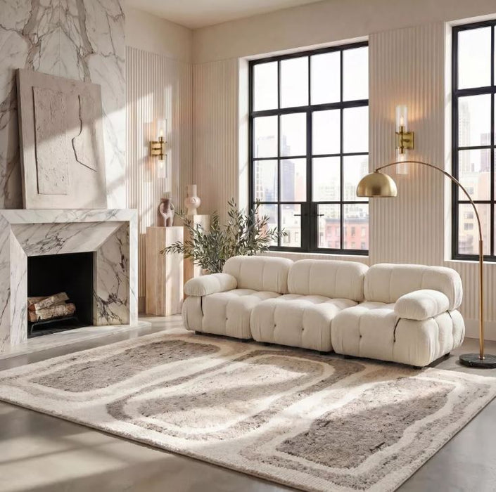Casablanca CSB549 Hand Knotted Indoor Area Rug - Ivory/Brown - 8'x10' - Safavieh: Wool, Patchwork, Medium Pile
