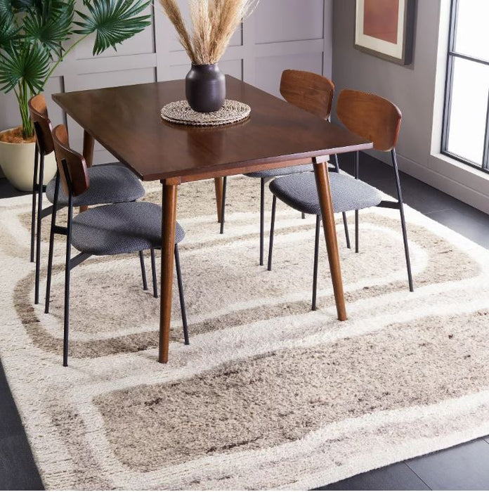 Casablanca CSB549 Hand Knotted Indoor Area Rug - Ivory/Brown - 8'x10' - Safavieh: Wool, Patchwork, Medium Pile