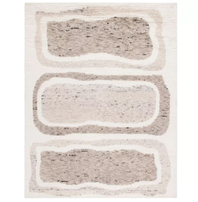 Casablanca CSB549 Hand Knotted Indoor Area Rug - Ivory/Brown - 8'x10' - Safavieh: Wool, Patchwork, Medium Pile