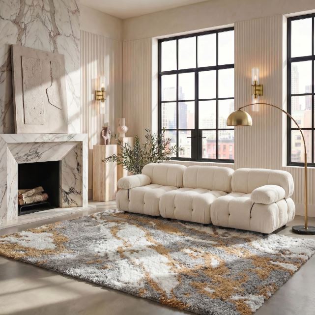 SAFAVIEH Horizon Shag Remona 2.6-inch Thick Rug - 8' x 10' - Grey/Gold