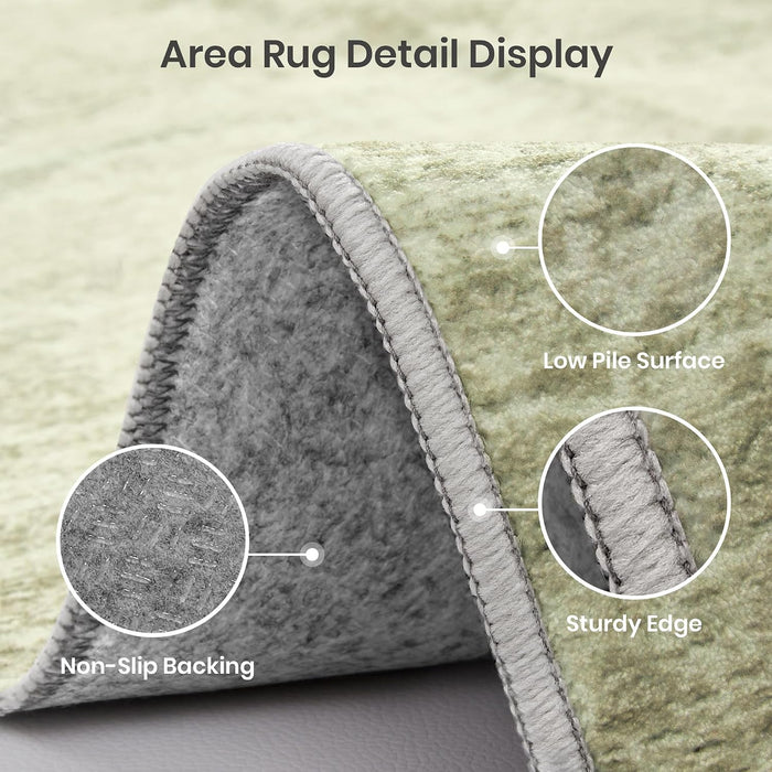 8x10 Area Rugs for Living Room, Large Washable Rug Non Slip Green