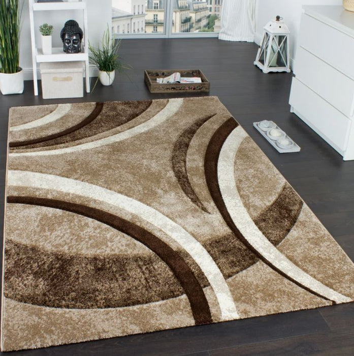 3'11" x 5'7" Arhan Abstract Brown Beige Area Rug