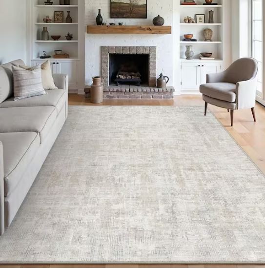 Clouds 8 ft. x 10 ft. Beige Washable Modern Abstract Area Rug