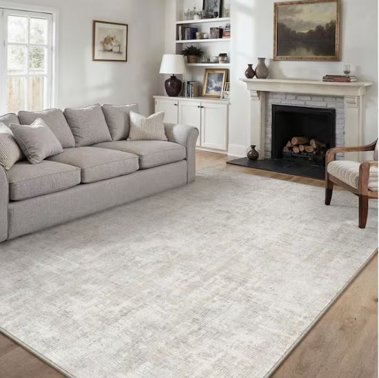Clouds 8 ft. x 10 ft. Beige Washable Modern Abstract Area Rug