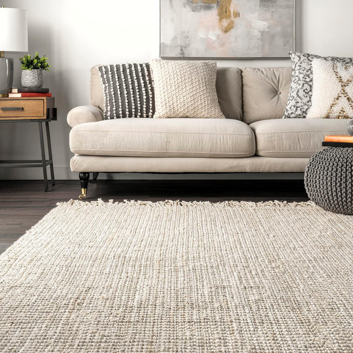 8x10 Off-White Farmhouse Chunky Jute Area Rug By nuLOOM