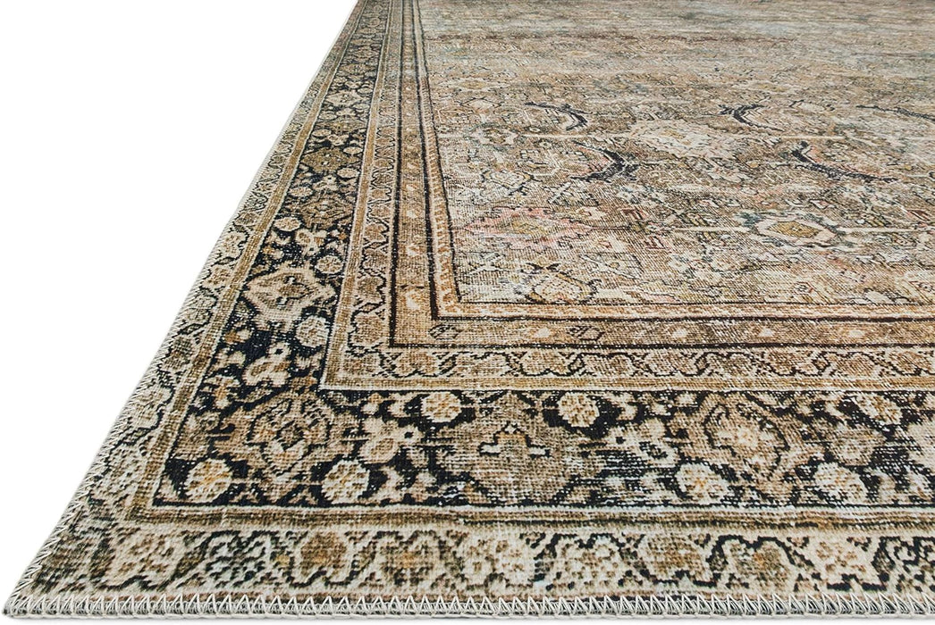 Loloi LAYLA Collection, LAY-03, Olive / Charcoal, 9'-0" x 12'-0", .13" Thick, Area Rug, Soft, Durable, Vintage Inspired, Distressed, Low Pile, Non-Shedding, Easy Clean, Printed, Living Room Rug