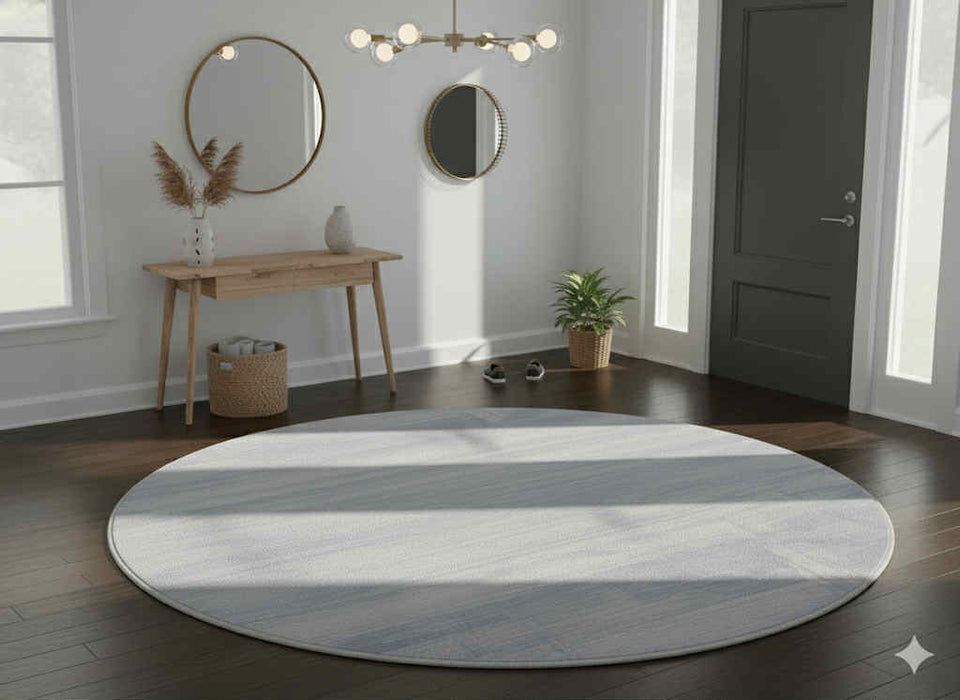 4ft Round Blue Contemporary Jeans Modern Area Rug