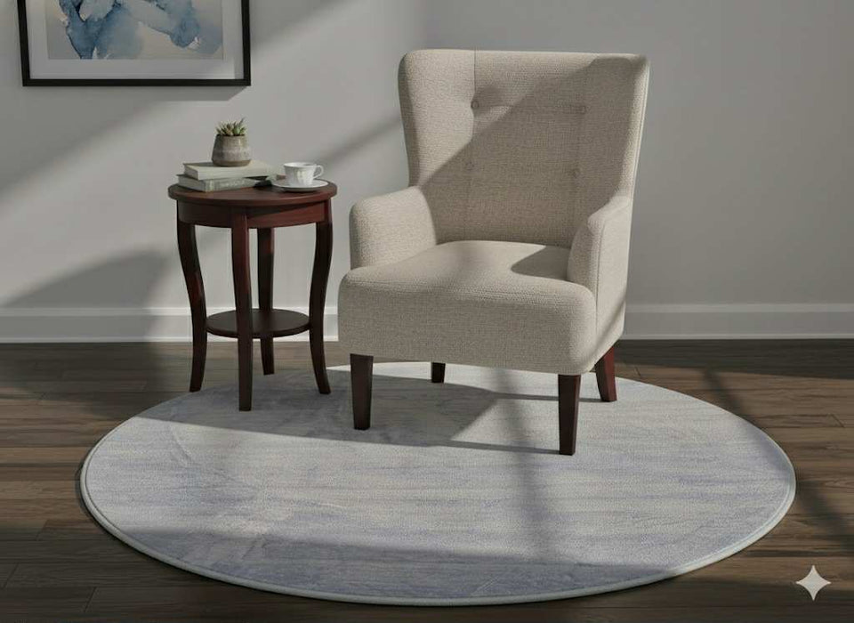 4ft Round Blue Contemporary Jeans Modern Area Rug