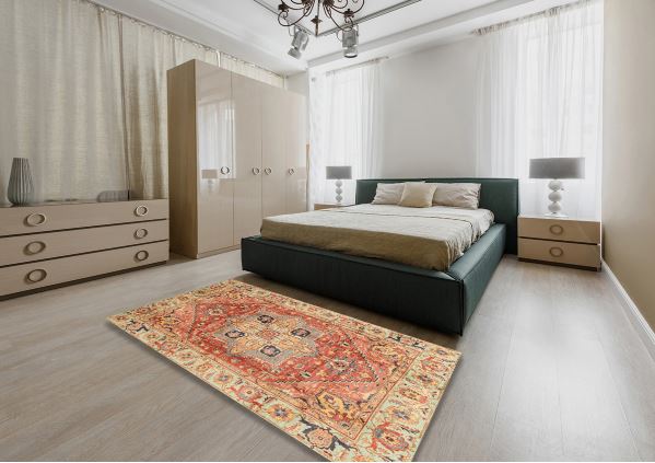 7x10 Red Abstract Modern Area Rug