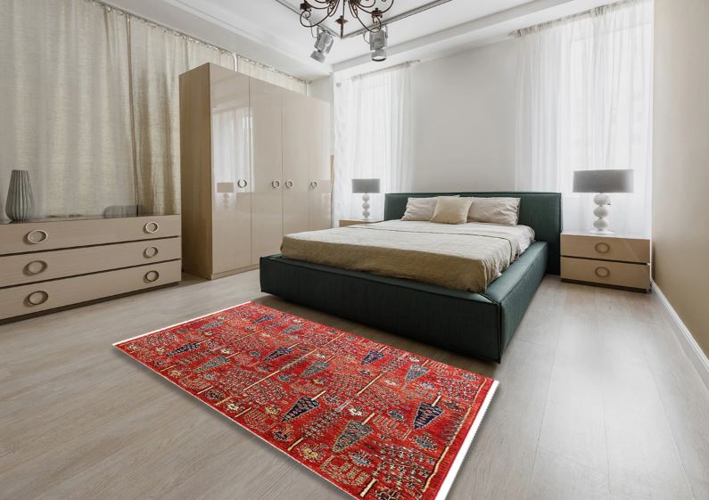 8x10 Red Mid-Century Modern Oriental Rug