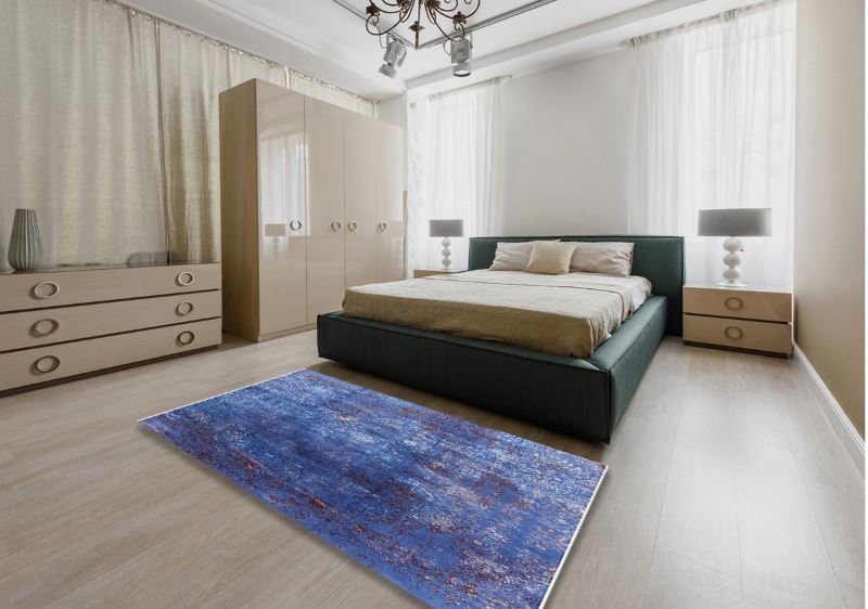 5x8 Blue Mid-Century Modern Persian Rug