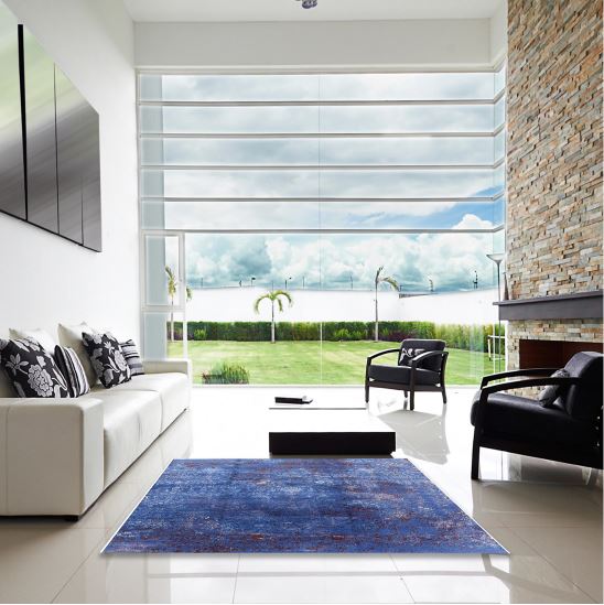 5x8 Blue Mid-Century Modern Persian Rug