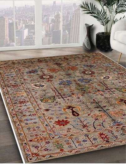 7x9 Brown Mid-Century Modern Oriental Rug