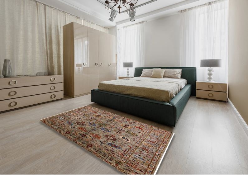 7x9 Brown Mid-Century Modern Oriental Rug